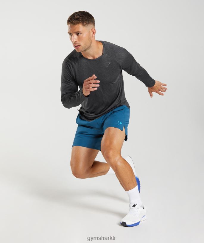 apeks uzun kollu t-shirt 8H4J02653 Gymshark Giyim erkekler siyah/siluet grisi