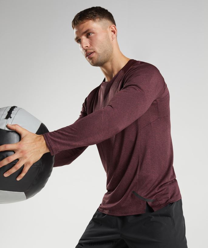 apeks uzun kollu t-shirt 8H4J02687 Gymshark Giyim erkekler kiraz kahvesi