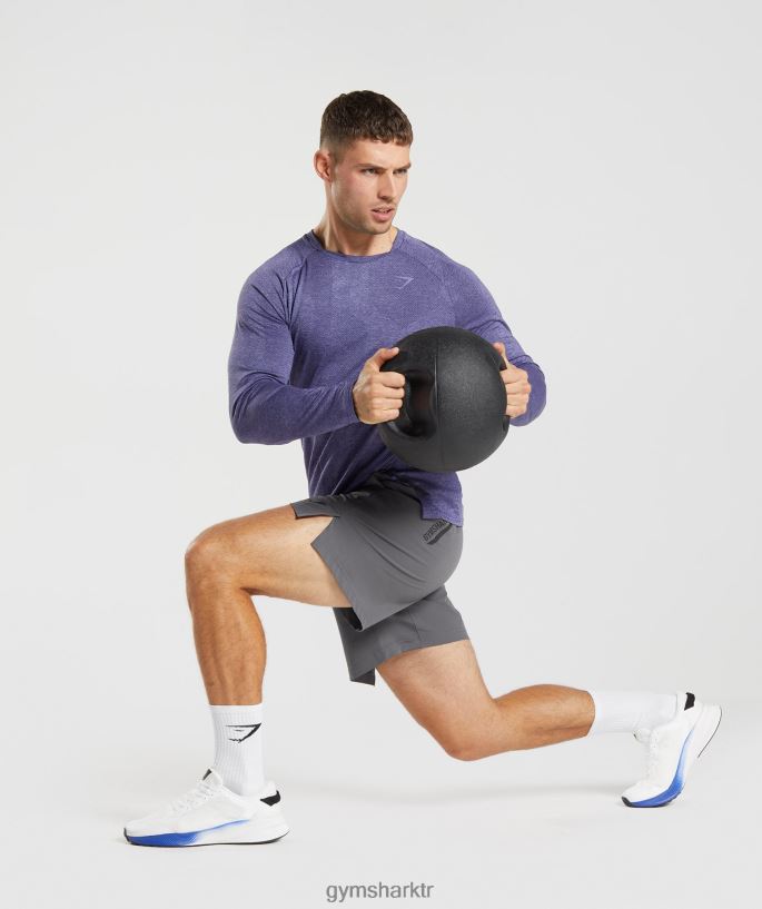 apeks uzun kollu t-shirt 8H4J02707 Gymshark Giyim erkekler neptün moru/kadife moru