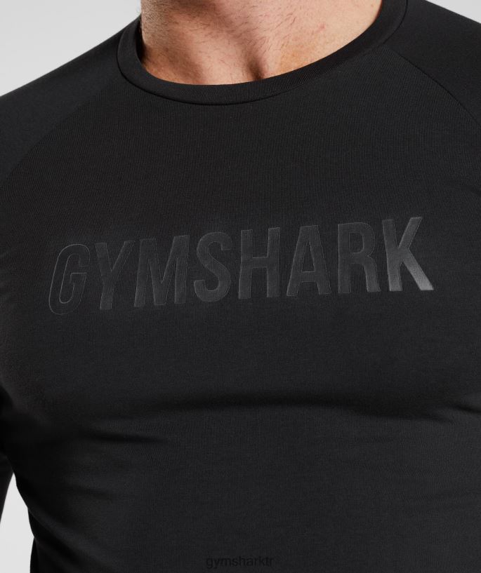 apollo uzun kollu t-shirt 8H4J02731 Gymshark Giyim erkekler siyah