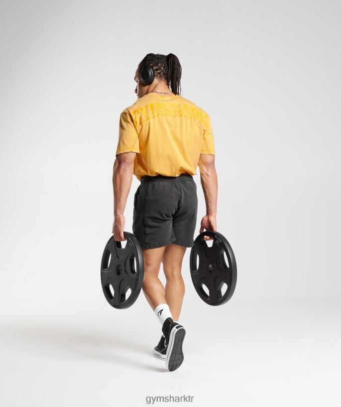 basınçlı tişört 8H4J02694 Gymshark Giyim erkekler güneşli sarı