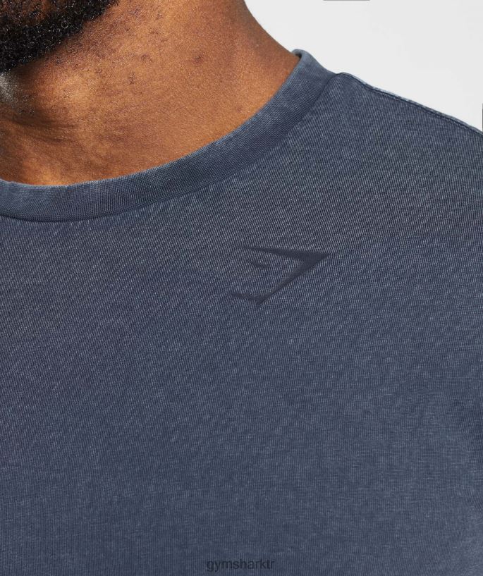basınçlı tişört 8H4J02713 Gymshark Giyim erkekler akşam mavisi