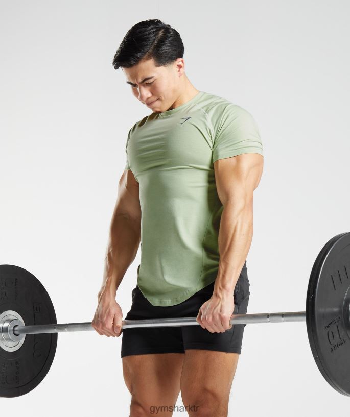 cesur tişört 8H4J02729 Gymshark Giyim erkekler bitki örtüsü yeşili