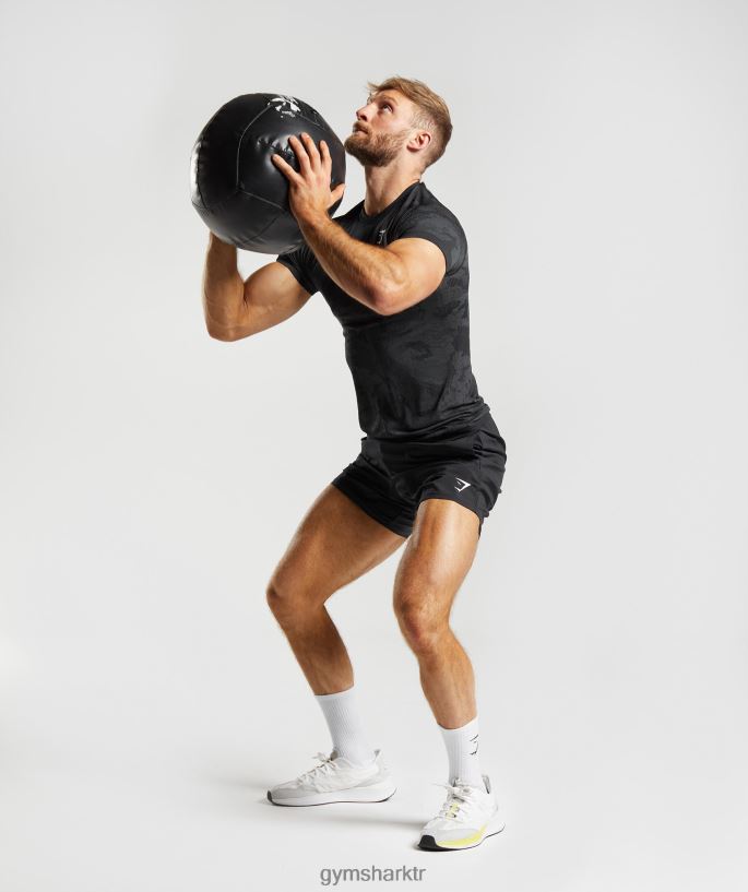 coğrafi dikişsiz tişört 8H4J02575 Gymshark Giyim erkekler siyah/kömür grisi