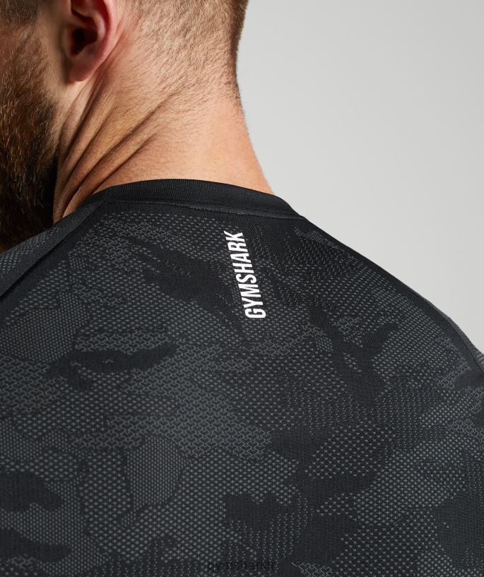 coğrafi dikişsiz tişört 8H4J02575 Gymshark Giyim erkekler siyah/kömür grisi