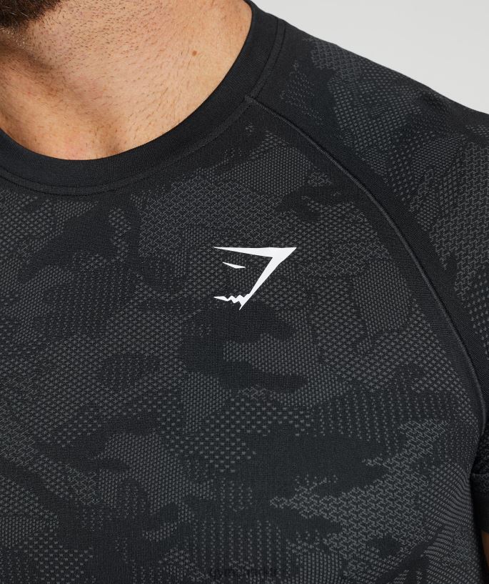 coğrafi dikişsiz tişört 8H4J02575 Gymshark Giyim erkekler siyah/kömür grisi