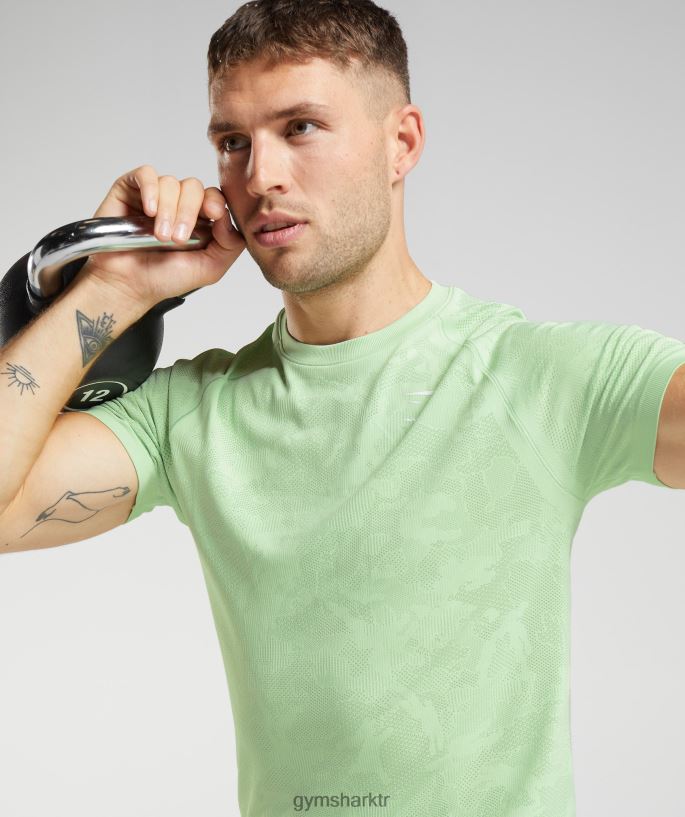 coğrafi dikişsiz tişört 8H4J02609 Gymshark Giyim erkekler aloe yeşili/çay yeşili