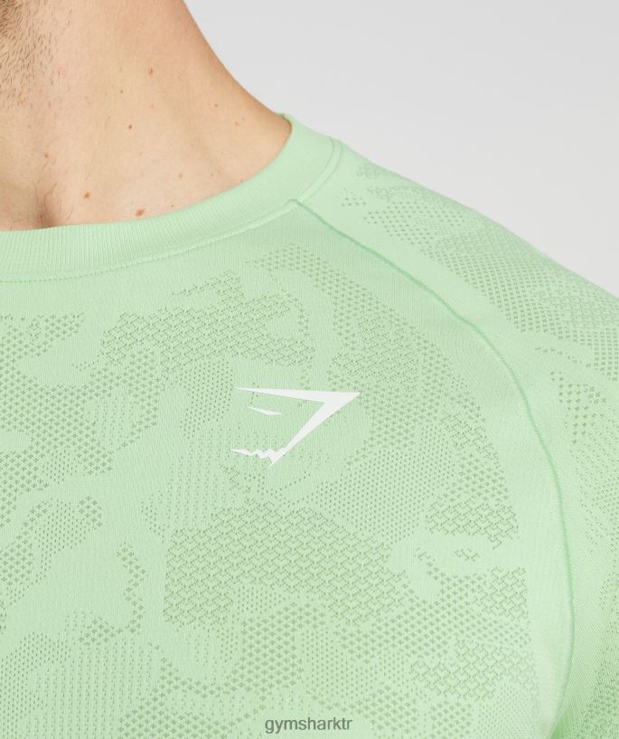 coğrafi dikişsiz tişört 8H4J02609 Gymshark Giyim erkekler aloe yeşili/çay yeşili