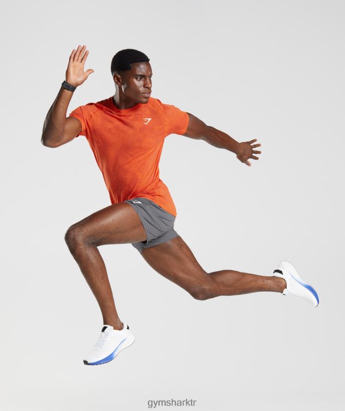 coğrafi dikişsiz tişört 8H4J02616 Gymshark Giyim erkekler biber kırmızısı/salsa kırmızısı