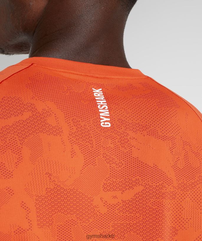 coğrafi dikişsiz tişört 8H4J02616 Gymshark Giyim erkekler biber kırmızısı/salsa kırmızısı