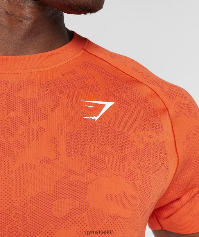 coğrafi dikişsiz tişört 8H4J02616 Gymshark Giyim erkekler biber kırmızısı/salsa kırmızısı