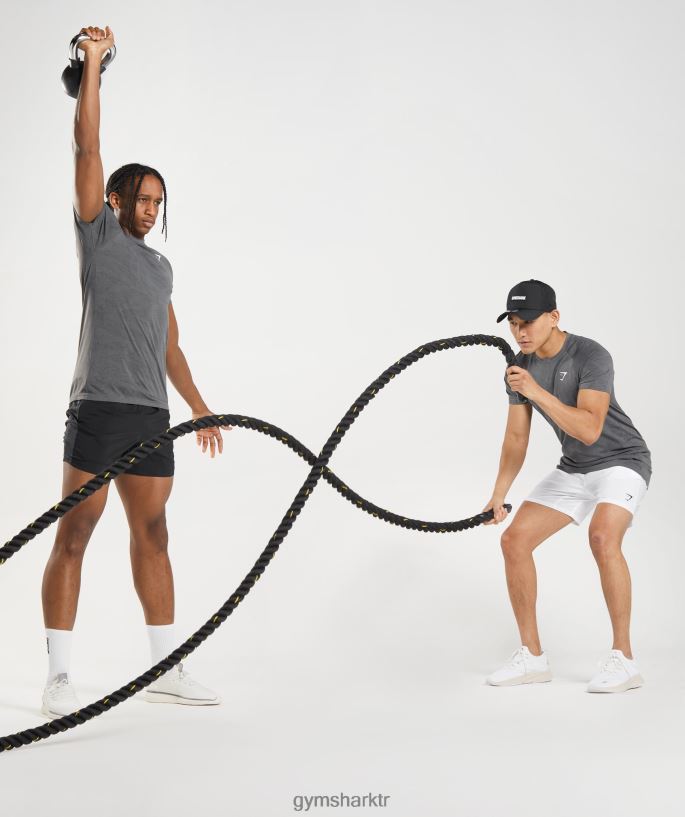 coğrafi dikişsiz tişört 8H4J02629 Gymshark Giyim erkekler kömür grisi/siyah