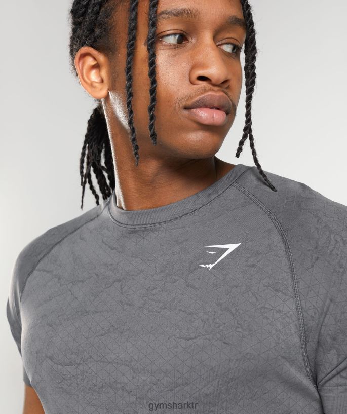 coğrafi dikişsiz tişört 8H4J02629 Gymshark Giyim erkekler kömür grisi/siyah