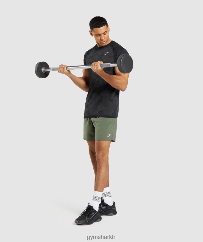 coğrafi dikişsiz tişört 8H4J02635 Gymshark Giyim erkekler siyah/kömür grisi