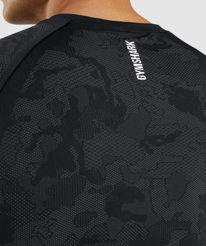 coğrafi dikişsiz tişört 8H4J02635 Gymshark Giyim erkekler siyah/kömür grisi
