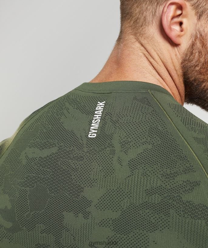 coğrafi dikişsiz tişört 8H4J02645 Gymshark Giyim erkekler çekirdek zeytin/siyah