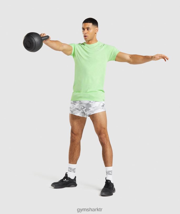 coğrafi dikişsiz tişört 8H4J02650 Gymshark Giyim erkekler bali yeşili/beyaz