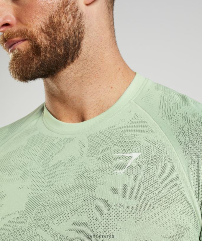 coğrafi dikişsiz tişört 8H4J02657 Gymshark Giyim erkekler flora yeşili/söğüt yeşili