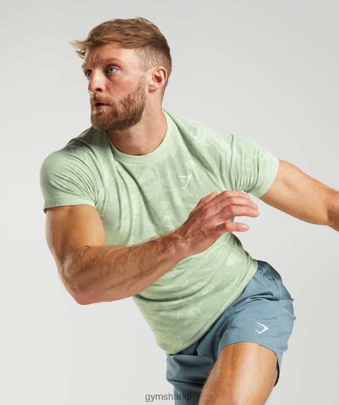 coğrafi dikişsiz tişört 8H4J02657 Gymshark Giyim erkekler flora yeşili/söğüt yeşili