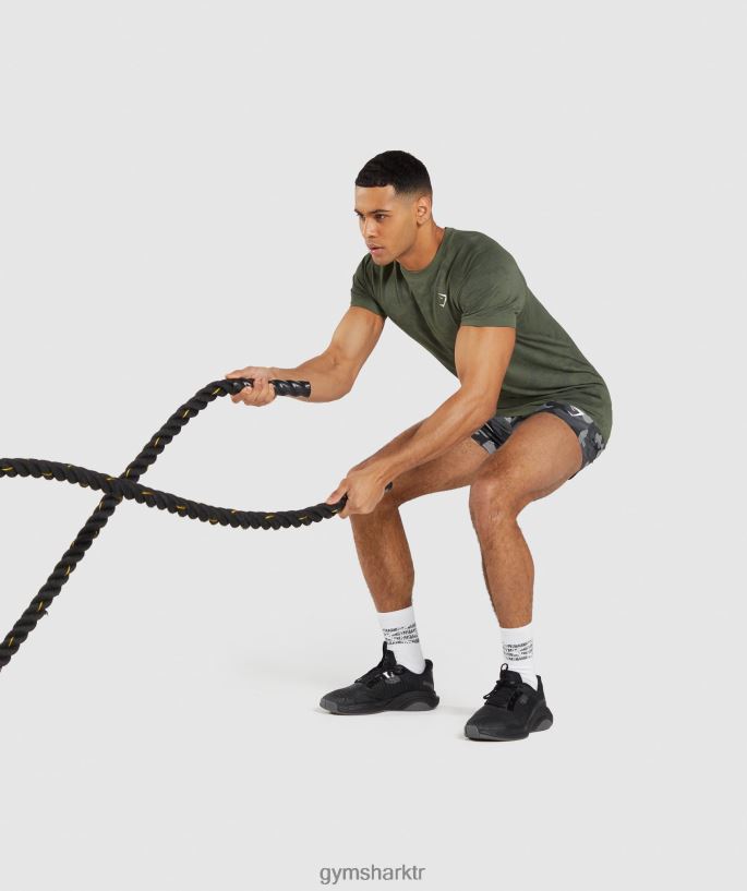 coğrafi dikişsiz tişört 8H4J02658 Gymshark Giyim erkekler çekirdek zeytin/siyah