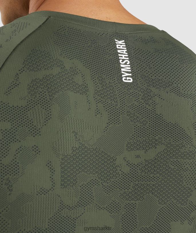 coğrafi dikişsiz tişört 8H4J02658 Gymshark Giyim erkekler çekirdek zeytin/siyah