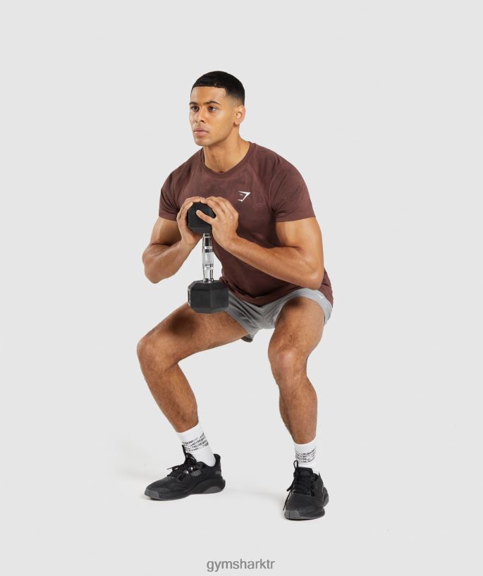 coğrafi dikişsiz tişört 8H4J02674 Gymshark Giyim erkekler kiraz kahvesi/siyah