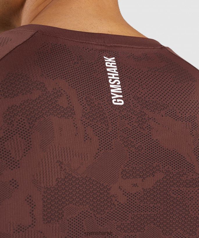 coğrafi dikişsiz tişört 8H4J02674 Gymshark Giyim erkekler kiraz kahvesi/siyah