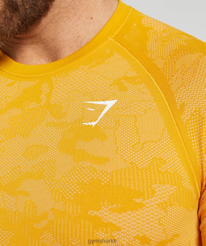 coğrafi dikişsiz tişört 8H4J02736 Gymshark Giyim erkekler güneşli sarı/beyaz