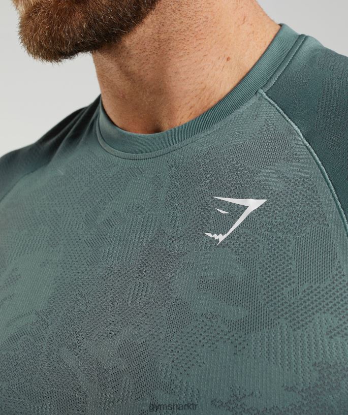 coğrafi dikişsiz tişört 8H4J02737 Gymshark Giyim erkekler gök gürültüsü mavisi/kozmik gri