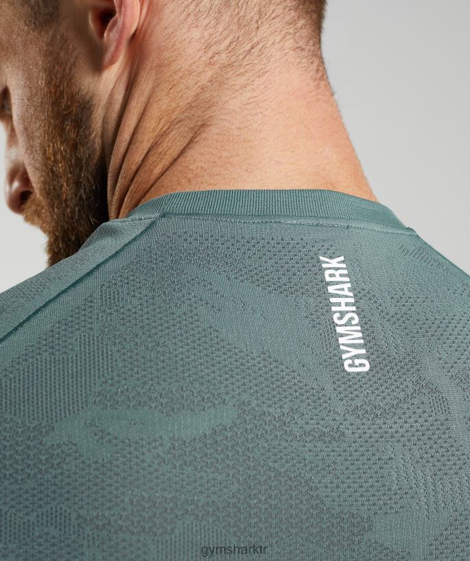 coğrafi dikişsiz tişört 8H4J02737 Gymshark Giyim erkekler gök gürültüsü mavisi/kozmik gri