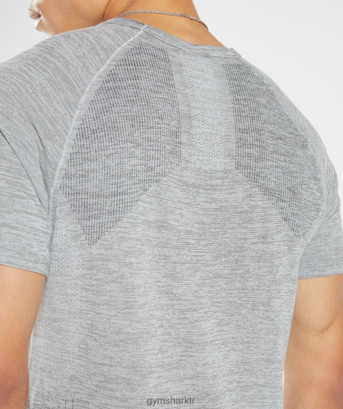 dikişsiz tişörtü tekrar al 8H4J02634 Gymshark Giyim erkekler açık gri/siyah kırçıllı