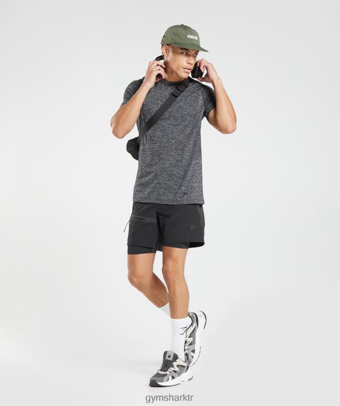 dikişsiz tişörtü tekrar al 8H4J02636 Gymshark Giyim erkekler siyah/beyaz kırçıllı