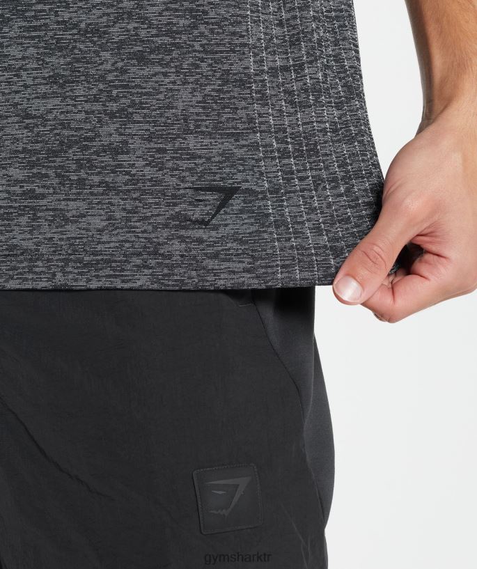 dikişsiz tişörtü tekrar al 8H4J02636 Gymshark Giyim erkekler siyah/beyaz kırçıllı