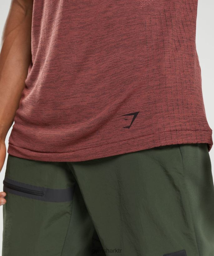 dikişsiz tişörtü tekrar al 8H4J02673 Gymshark Giyim erkekler gül kahvesi/siyah kırçıllı