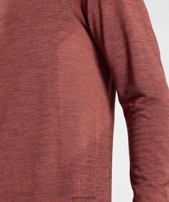 dikişsiz uzun kollu t-shirt\'ü geri alın 8H4J02606 Gymshark Giyim erkekler gül kahvesi/siyah kırçıllı