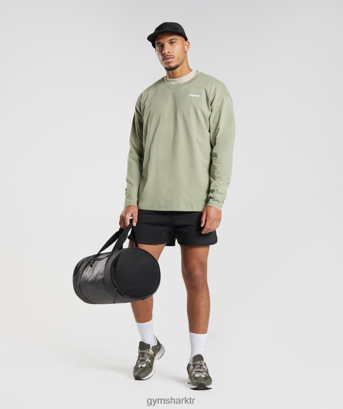 dinlenme günü eşofmanı uzun kollu tişört 8H4J02760 Gymshark Giyim erkekler adaçayı yeşili