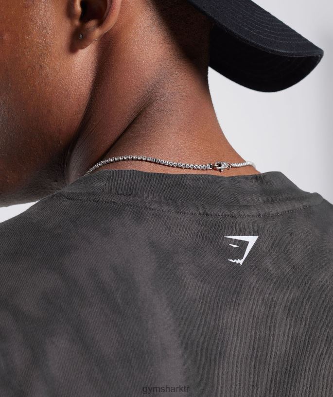 dinlenme günü tişörtü 8H4J02772 Gymshark Giyim erkekler silüet gri/siyah/spiral optik yıkama