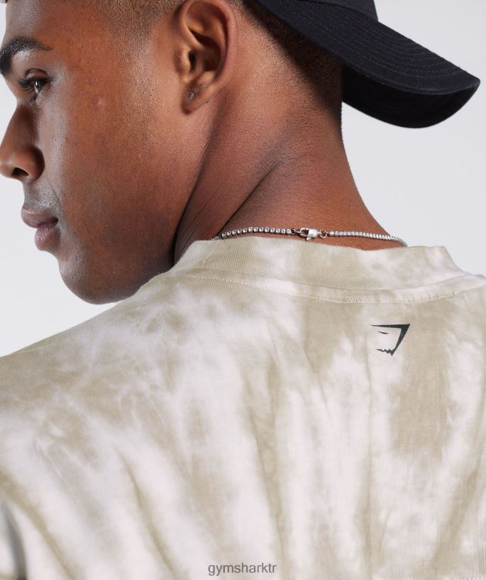 dinlenme günü uzun kollu tişört 8H4J02570 Gymshark Giyim erkekler beyaz/mantar kahvesi/spiral optik yıkama