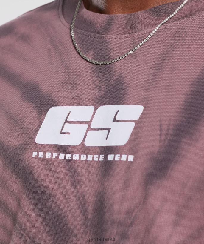 dinlenme günü uzun kollu tişört 8H4J02771 Gymshark Giyim erkekler tozlu bordo/siluet gri/spiral optik yıkama