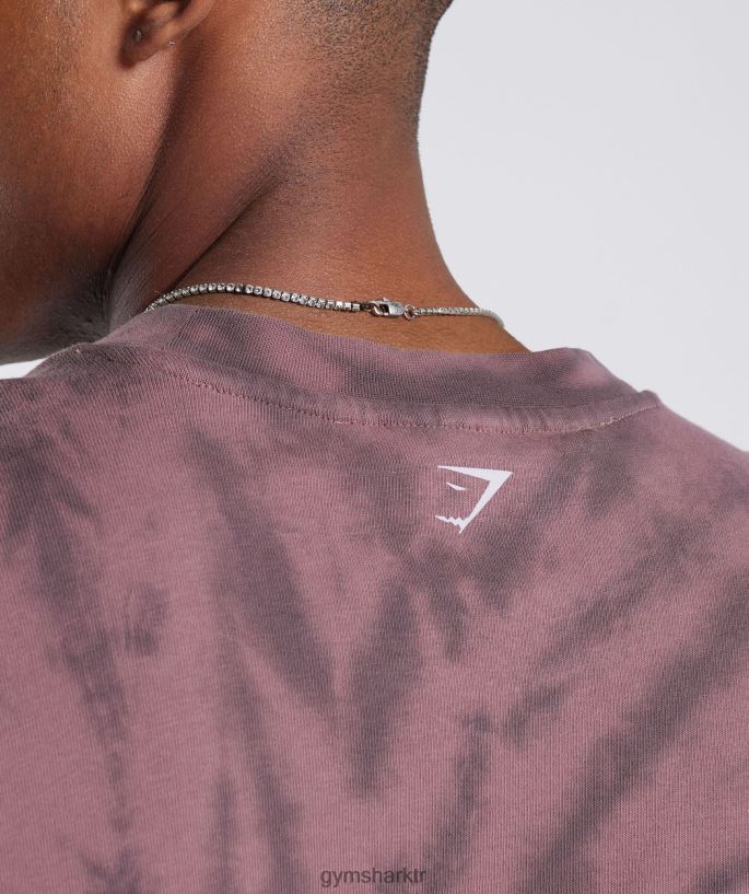 dinlenme günü uzun kollu tişört 8H4J02771 Gymshark Giyim erkekler tozlu bordo/siluet gri/spiral optik yıkama