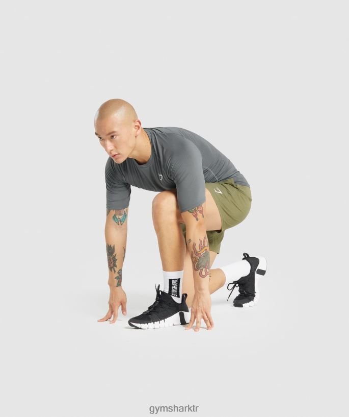 element içlik t-shirt 8H4J02744 Gymshark Giyim erkekler odun kömürü