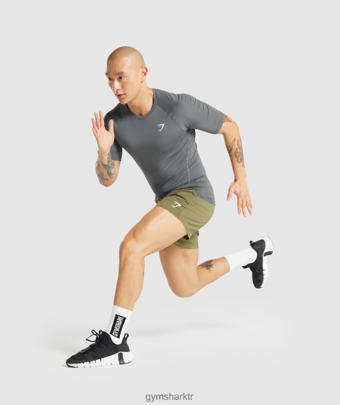 element içlik t-shirt 8H4J02744 Gymshark Giyim erkekler odun kömürü