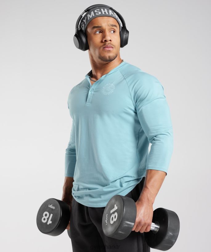 eski henley top 8H4J02749 Gymshark Giyim erkekler buzdağı mavisi