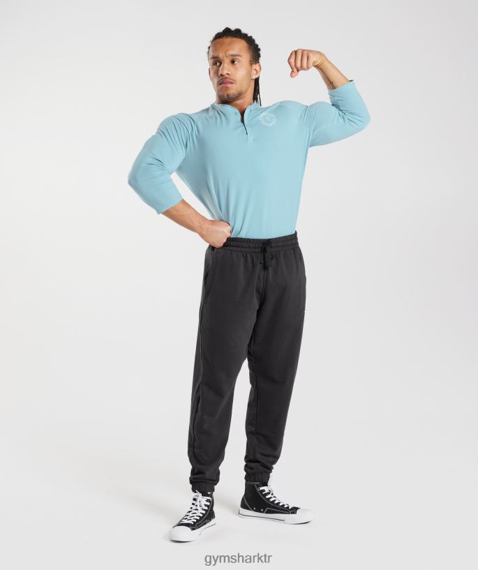 eski henley top 8H4J02749 Gymshark Giyim erkekler buzdağı mavisi