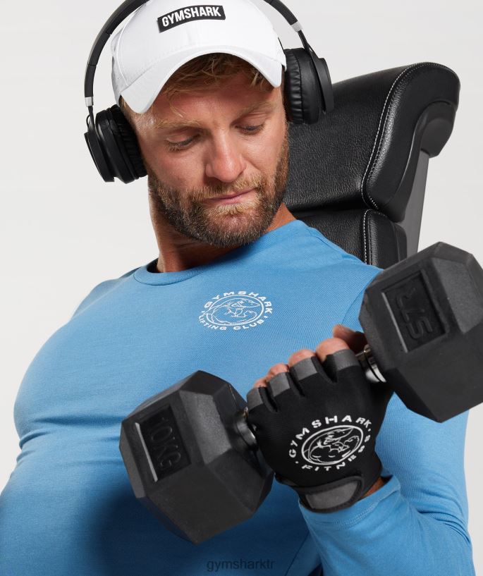 eski uzun kollu tişört 8H4J02675 Gymshark Giyim erkekler kıyı mavisi