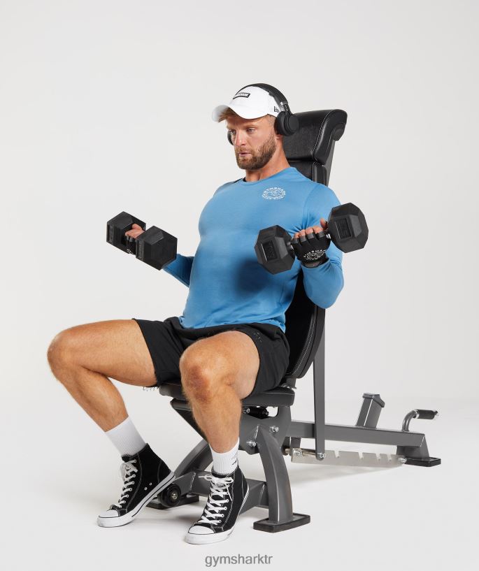 eski uzun kollu tişört 8H4J02675 Gymshark Giyim erkekler kıyı mavisi