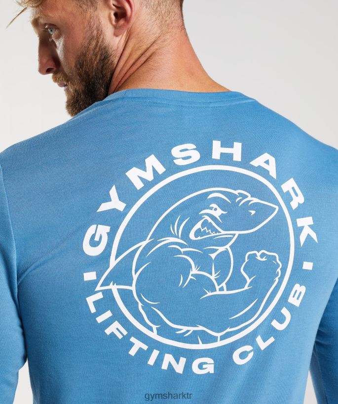 eski uzun kollu tişört 8H4J02675 Gymshark Giyim erkekler kıyı mavisi