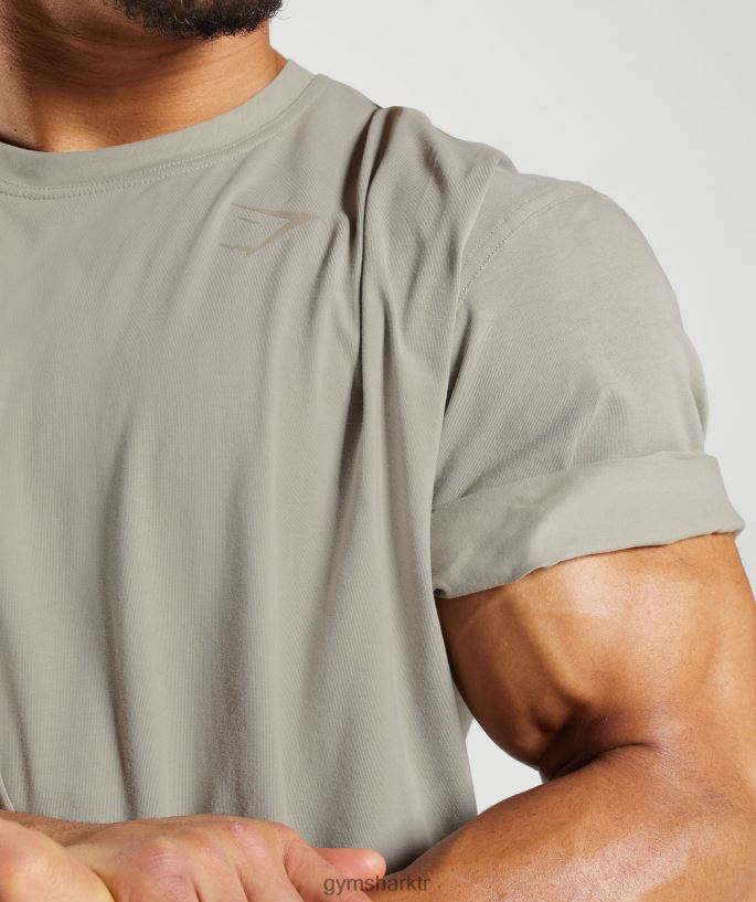 güç tişörtü 8H4J02576 Gymshark Giyim erkekler ekru kahverengi