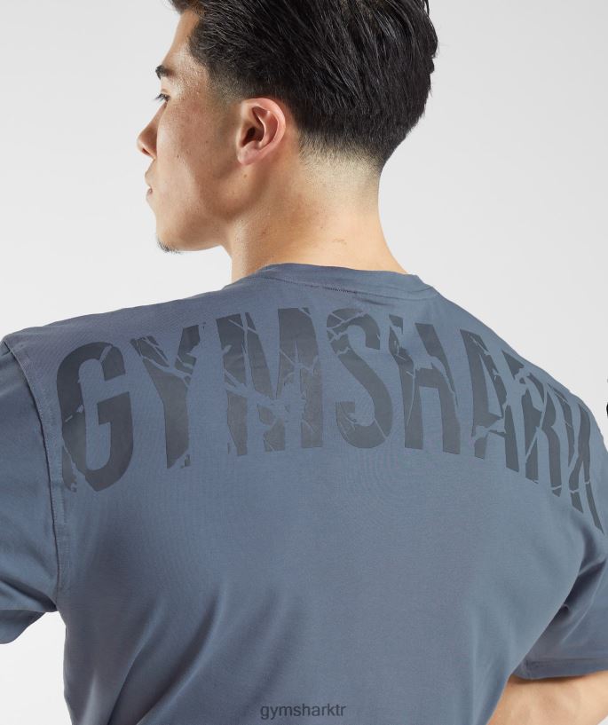 güç tişörtü 8H4J02580 Gymshark Giyim erkekler akşam mavisi