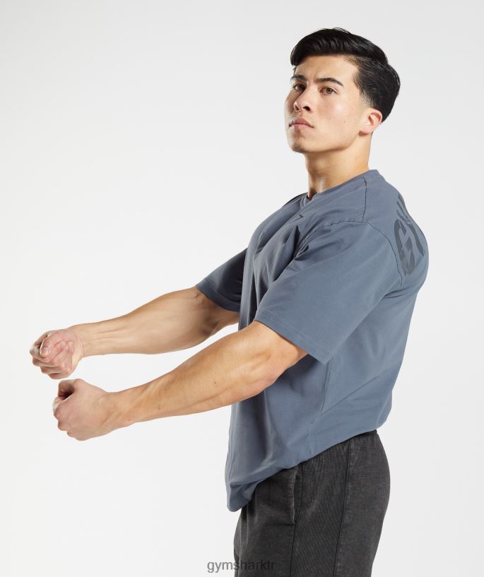 güç tişörtü 8H4J02580 Gymshark Giyim erkekler akşam mavisi